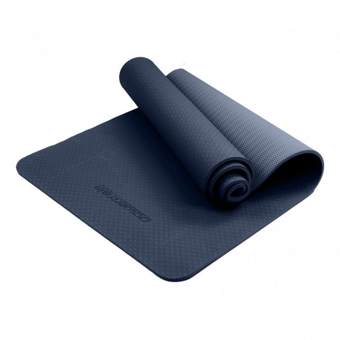 Powertrain Eco-Friendly TPE Yoga Pilates Exercise Mat 6mm - Dark Blue Image 3