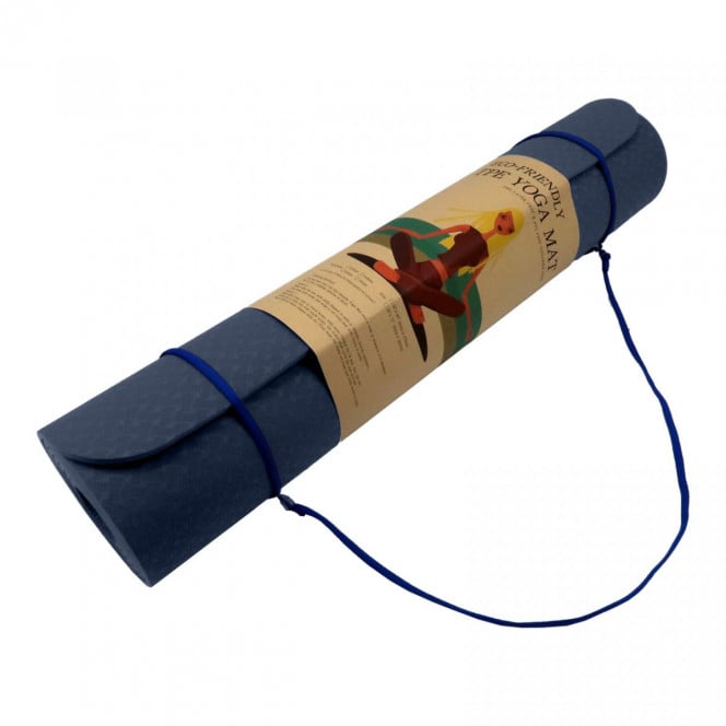 Powertrain TPE Yoga Pilates Exercise Mat 6mm - Dark Blue Image 5