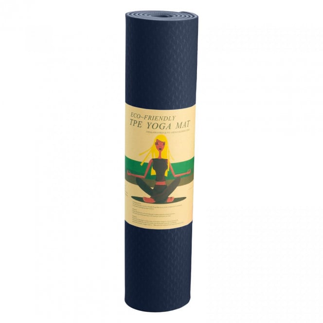 Powertrain Eco-Friendly TPE Yoga Pilates Exercise Mat 6mm - Dark Blue Image 7