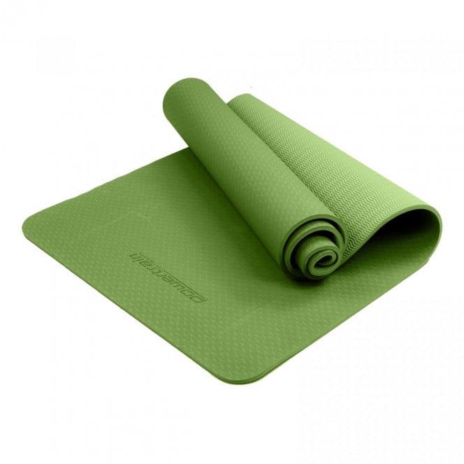 Powertrain Eco-Friendly TPE Yoga Pilates Exercise Mat 6mm - Green Image 3