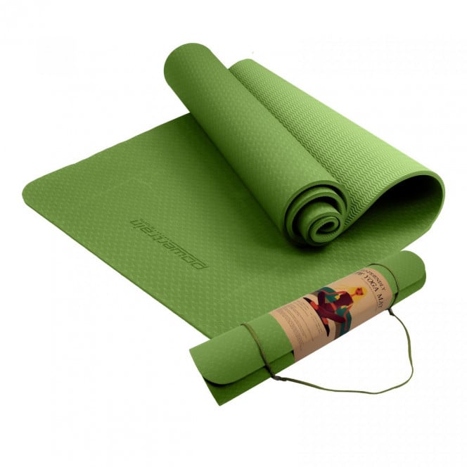 Powertrain TPE Yoga Pilates Exercise Mat 6mm Green