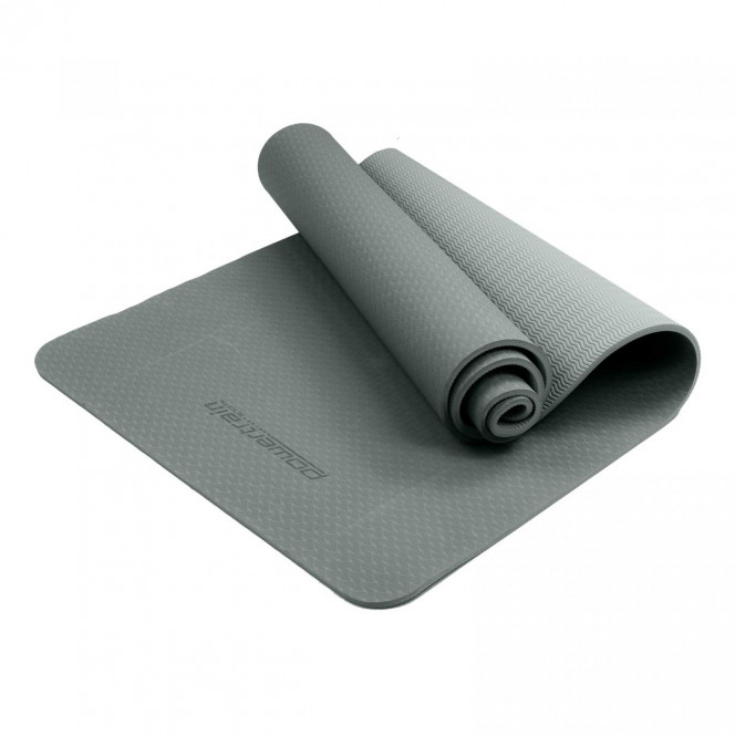 Powertrain Eco-Friendly TPE Yoga Pilates Exercise Mat 6mm - Light Grey Image 3