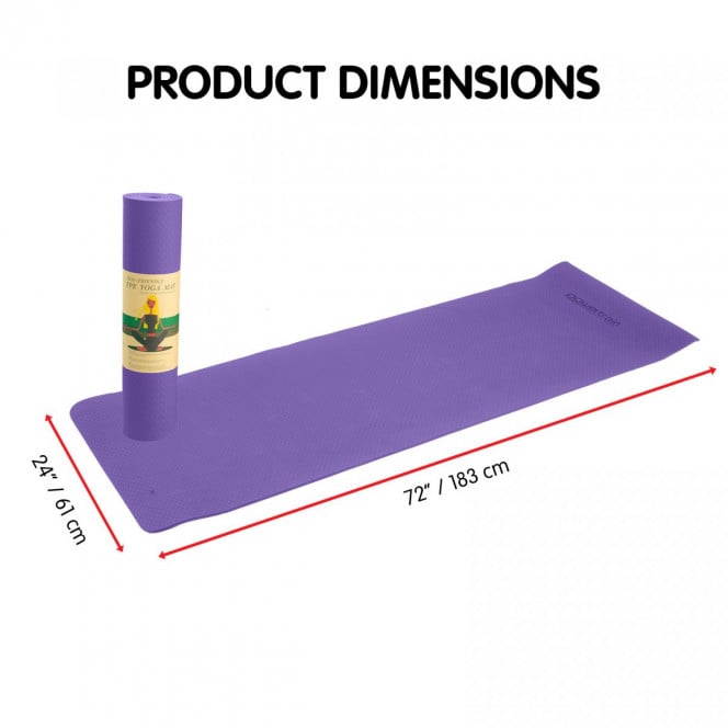 Powertrain Eco-Friendly TPE Yoga Pilates Exercise Mat 6mm - Lilac Image 5