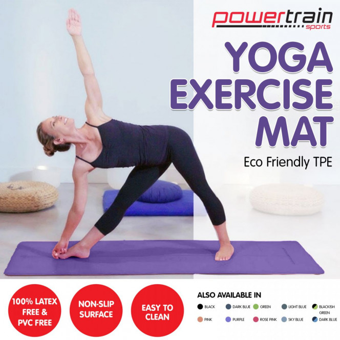 Powertrain Eco-Friendly TPE Yoga Pilates Exercise Mat 6mm - Lilac Image 2