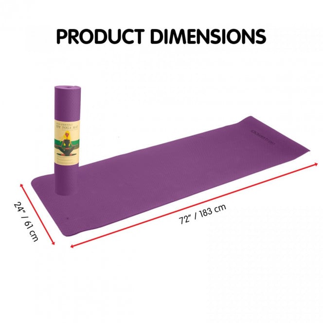 Powertrain Eco-Friendly TPE Yoga Pilates Exercise Mat 6mm - Purple Image 5