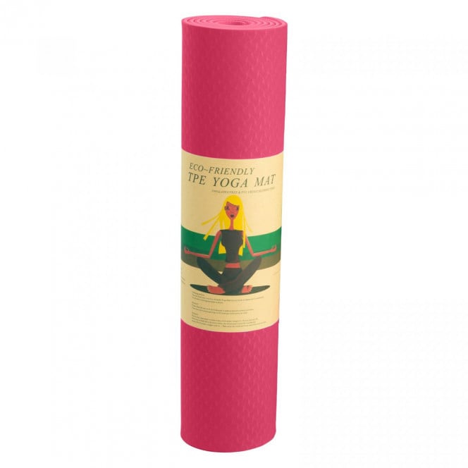 Powertrain Eco-Friendly TPE Yoga Pilates Exercise Mat 6mm - Rose Pink Image 7