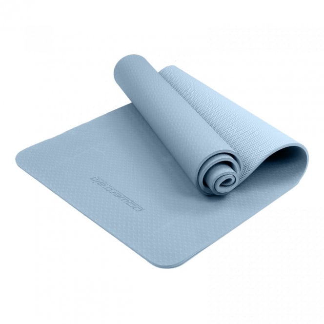 Powertrain Eco-Friendly TPE Yoga Pilates Exercise Mat 6mm - Sky Blue Image 3