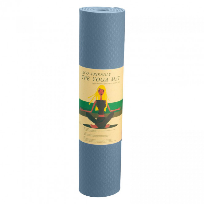 Powertrain Eco-Friendly TPE Yoga Pilates Exercise Mat 6mm - Sky Blue Image 7