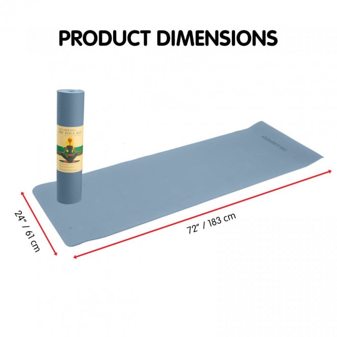 Powertrain TPE Yoga Pilates Exercise Mat 6mm - Sky Blue Image 3