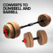 Powertrain 20kg Home Gym Adjustable Dumbbell Barbell Weights Set - Gold Image 3 thumbnail
