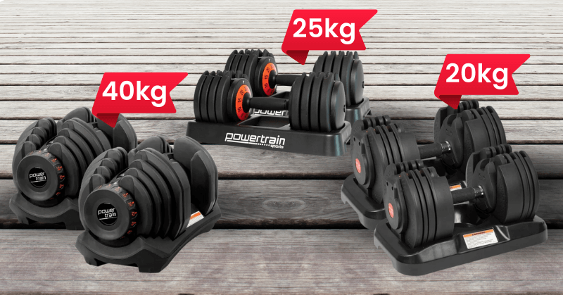 Adjustable dumbbells in different weights Adjustable dumbbells in different weights