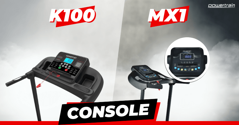 Powertrain K100 vs MX1 Treadmill Console Comparison