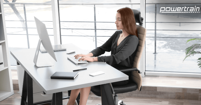 Woman with good posture at work