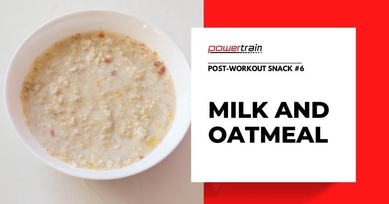 Oatmeal with milk on a white dish