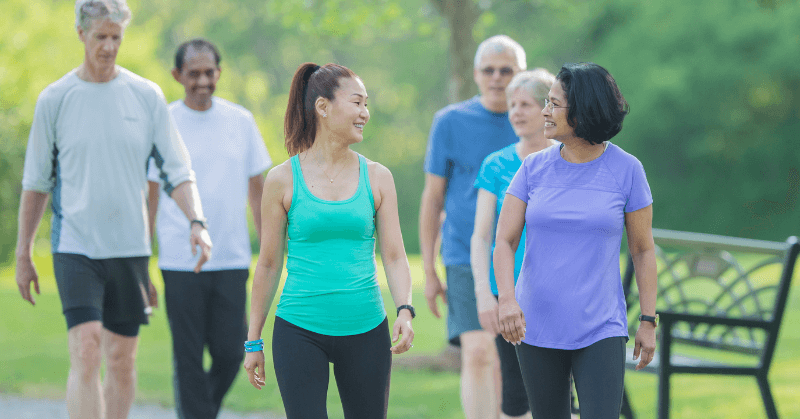 Woman walking with a friend