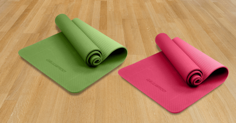 Powertrain yoga mat in pink and green